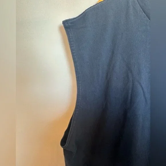 Y2K Sleeveless Reebok  Tee Shirt 90s Mens Size Extra Large Navy Blue Yellow Logo - Picture 4 of 5